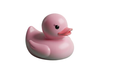 Pink Rubber Duck 3d rendered, isolated on transparent background