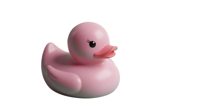 Pink Rubber Duck 3d rendered, isolated on transparent background