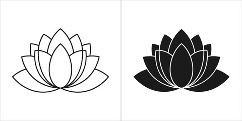 Outline and silhouette of a lotus flower