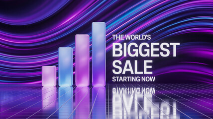 Digital graph showing increasing sales with vibrant abstract background