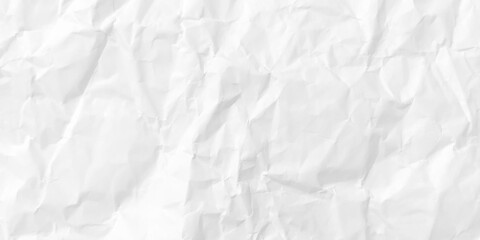 White crumpled paper background with a textured, wrinkled style. The background is predominantly white, adding a layered white effect. Paper texture background vector.