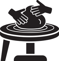 Hands shaping clay on a potter's wheel, illustrating the craft of pottery making, ceramic art creation, and artistic sculpting. isolated on white background, Vector, illustration