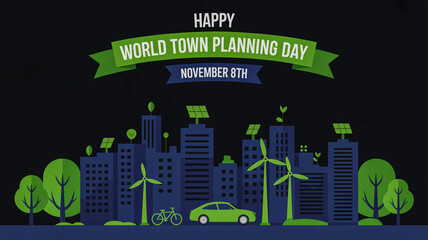 Green city illustration for world town planning day on november 8th