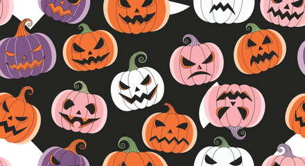 Seamless Halloween Pumpkin Patch Pattern: Spooky, Festive, and Decorative Background
