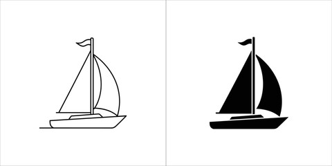 Two sailboats, one outlined and one solid black