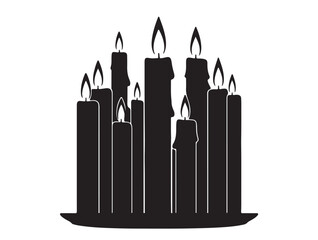 Christmas ten candle new icon in silhouette white background۔