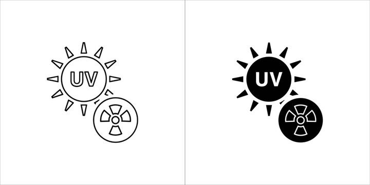 Uv radiation symbol and sun icon, representing ultraviolet rays and potential danger