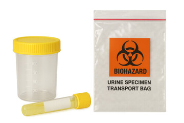 Urine specimen transport bag and containers for medical analysis