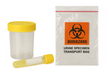 Urine specimen transport bag and containers for medical analysis