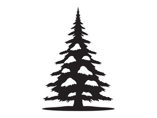 Christmas tree and snow traditional icon in silhouette.