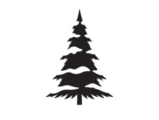 Christmas tree icon new ideas with snow in silhouette white background.