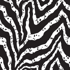 Black and white zebra stripes with speckled texture pattern vector illustration