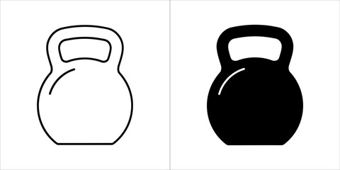 Outline and silhouette of a kettlebell isolated on a