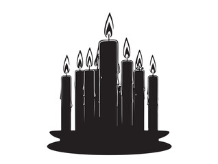 Christmas ten candle new icon in silhouette white background۔