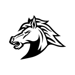 Wild Horse Mascot SVG, Sports Team Logo Design, Stallion Head Emblem, Esport Symbol Graphic, Silhouette 