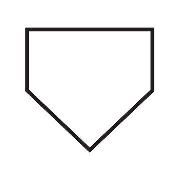 Simple Black Outline Vector Icon of a Baseball or Softball Home Plate, Representing Sports, Games, and Scoring.