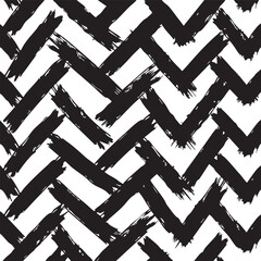 Black brush stroke herringbone pattern on white background Keywords: abstract, pattern, black