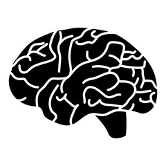 Human Brain Silhouette Icon Vector Illustration Black Isolated on White Background Thought Idea Concept