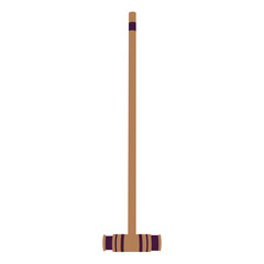 Vector Illustration of a Wooden Croquet Mallet with Stripes and Long Handle