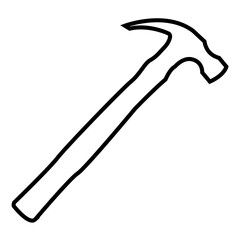 Simple Claw Hammer Outline Tool Vector Clipart for Construction and DIY Projects