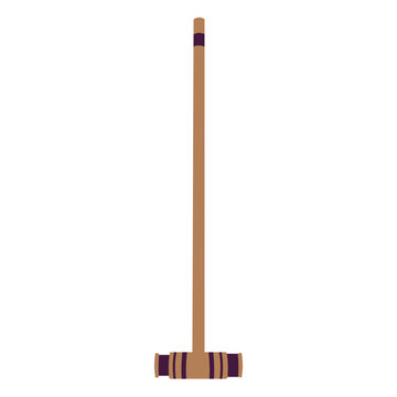 Vector Illustration of a Wooden Croquet Mallet with Stripes and Long Handle