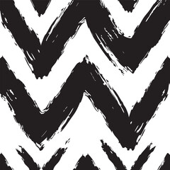 Black hand-drawn chevron pattern on white background vector illustration