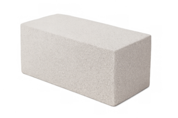 Rectangular aerated concrete block for construction on transparent background