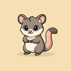 Cute cartoon possum standing with a friendly, happy expression. Adorable Australian marsupial illustration perfect for kids books, posters, stickers, nursery decor, and educational materials.