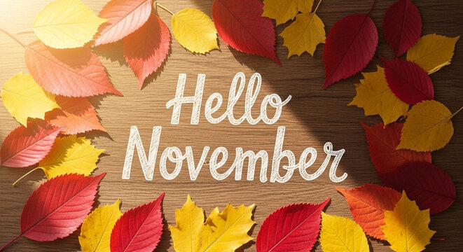Welcome November with vibrant fall foliage and a warm, inviting feeling, perfect for seasonal promotions and cozy autumn vibes for your next project