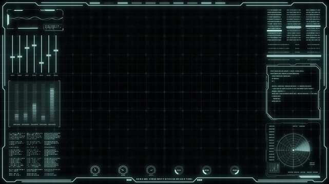 Digital HUD futuristic background motion graphic element cyber generated. Future technology interface data sci-fi display screen. Artificial intelligent analytic simulation, loop able video background