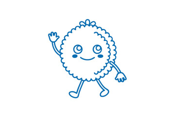 Joyful wavyedged character happily waves hello with its sweet smile and inviting charm