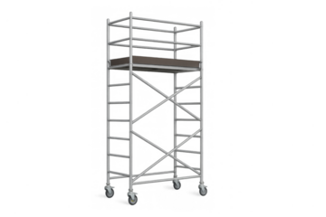 Mobile scaffolding work platform on transparent background
