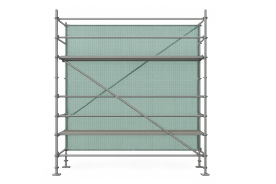 Scaffolding structure on building for construction and renovation work