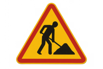 Road work sign warning people about construction