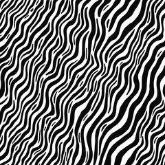 Diagonal wavy black and white stripes forming a textured pattern Keywords: zebra, stripes