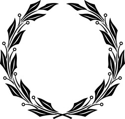 Golden laurel wreath vector illustration pattern with leaves, floral decoration branch design frame, winner award trophy element sign