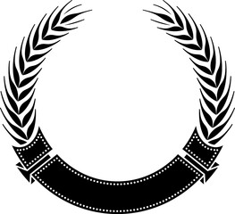 Golden laurel wreath vector illustration pattern with leaves, floral decoration branch design...