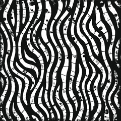 Textured black and white wavy stripe pattern with dots wavy stripes distressed