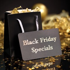 Black friday specials shopping bag sign sale commerce retail deals