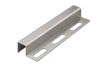 Stainless steel l-shaped tile trim profile on transparent background