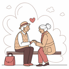 Senior couple sitting on bench together