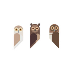 Obraz premium Minimal owl trio icon. Three simple owl silhouettes — ideal for wisdom, education, night, and nature-themed projects.