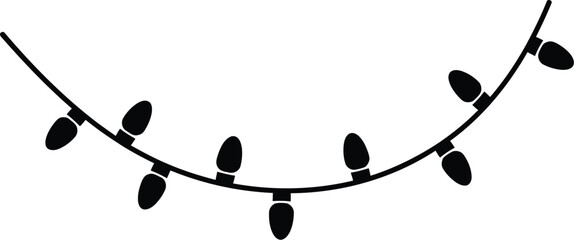 Simple black outline garland of christmas lights on white background © HAFIJA KHATUN