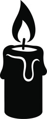 Simple silhouette of a burning candle with dripping wax