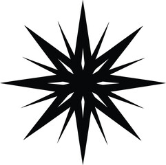 Abstract black starburst silhouette with sharp jagged points