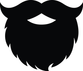 Stylized black silhouette of a full beard and mustache