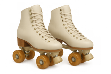 Pair of retro quad roller skates isolated
