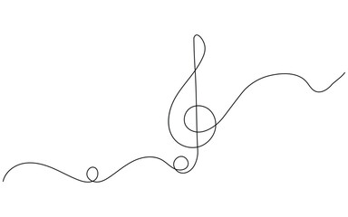 One line drawing of Music notes icon vector. Elegant treble clef music line symbol. vector illustration.