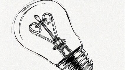 Hand drawn sketch of a light bulb with a heart shaped filament.