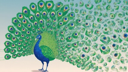 Majestic Peacock Displaying Vibrant Feathers in a Serene Natural Setting.